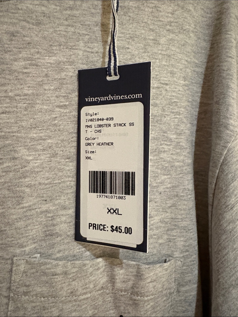 Vineyard Vines Gray Short-Sleeve Pocket Tee with Whale Logo - Picture 2 of 3